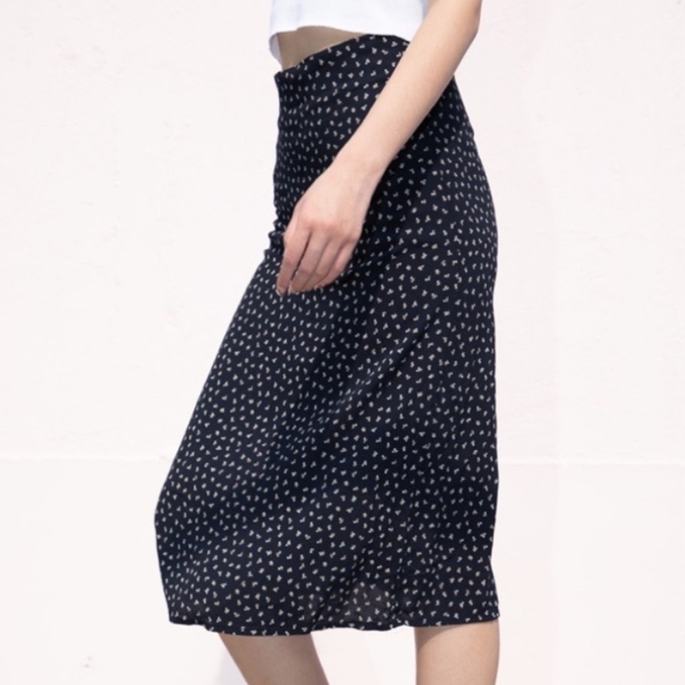 Brandy Melville Navy Floral Midi Skirt